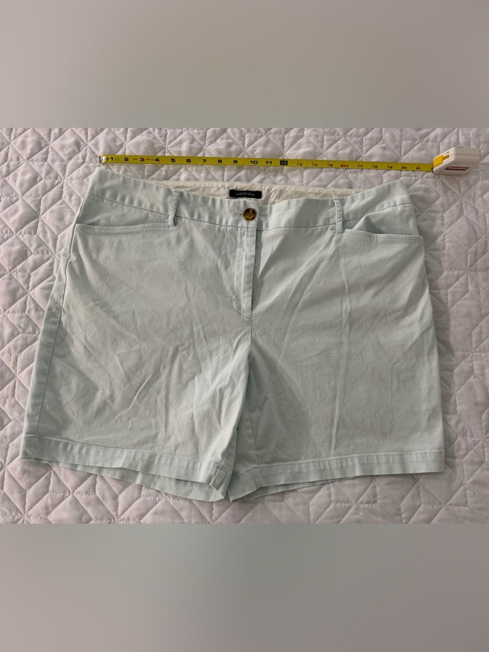 Lands End Chino Shorts 18W Light Aqua Blue